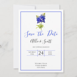 Texas Bluebonnet Flowers, Modern Wedding Save Date Kaart