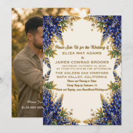 Texas Bluebonnet Foto Huwelijksuitnodiging Save The Date