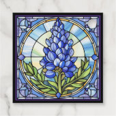 Texas Bluebonnet-Glas in lood Bedankjes Labels (Achterkant)