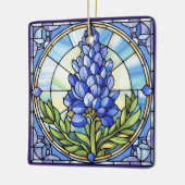 Texas Bluebonnet Glas in lood Design Keramisch Ornament (Links)