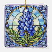 Texas Bluebonnet Glas in lood Design Keramisch Ornament (Achterkant)