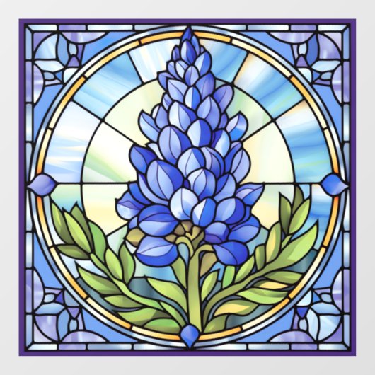 Texas Bluebonnet Glas in lood Design Raamsticker (Vel)