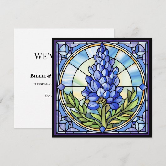 Texas Bluebonnet-Glas in lood Kaart (Voorkant / Achterkant)