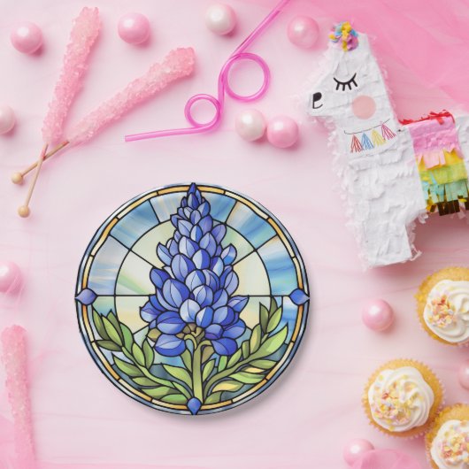 Texas Bluebonnet-Glas in lood Papieren Bordje (Feest)