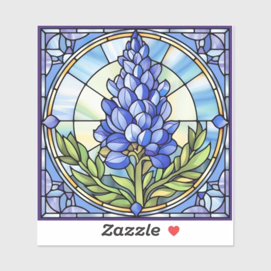 Texas Bluebonnet-Glas in lood Sticker (Vel)