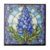 Texas Bluebonnet-Glas in lood Tegeltje (Voorkant)