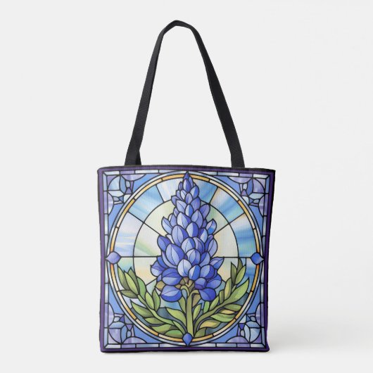 Texas Bluebonnet-Glas in lood Tote Bag (Achterkant)