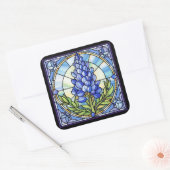 Texas Bluebonnet-Glas in lood Vierkante Sticker (Envelop)