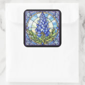Texas Bluebonnet-Glas in lood Vierkante Sticker (Tas)