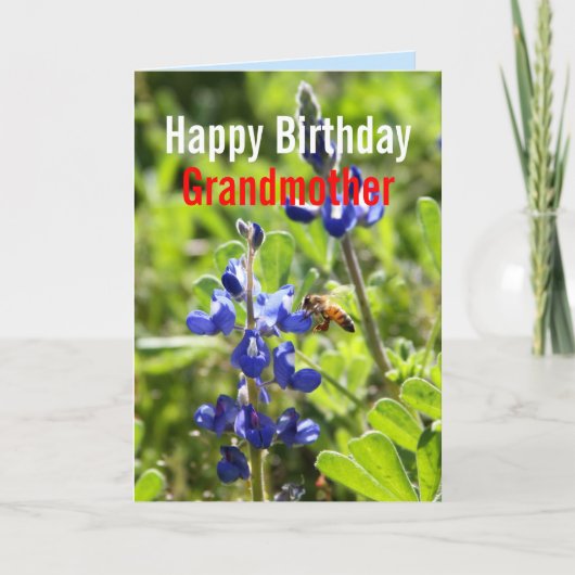 Texas Bluebonnet grootmoeder Happy Birthday Kaart (Voorkant)