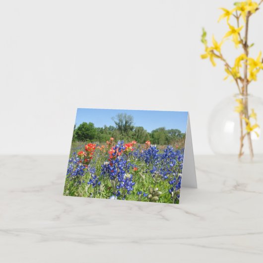 Texas Bluebonnet & Paintbrush Notecard Kaart (Gele Bloem)