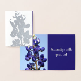 Texas Bluebonnet Silver Foil Note Card Folie Kaarten