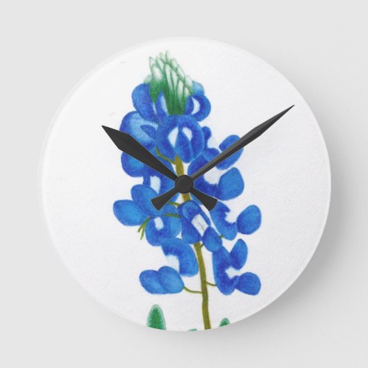 Texas Bluebonnet Wall Clock Ronde Klok (Voorkant)