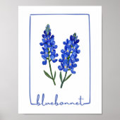 Texas Bluebonnet Waterverf Art Print (Voorkant)