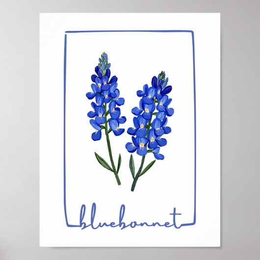 Texas Bluebonnet Waterverf Art Print (Voorkant)