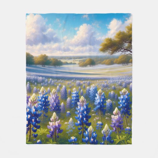 Texas Bluebonnet Weidelandschap Fleece Deken (Voorkant)