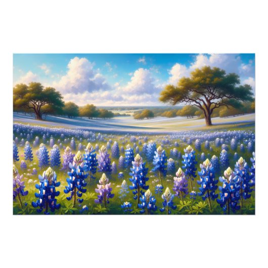 Texas Bluebonnet Weidelandschap Foto Afdruk (Voorkant)