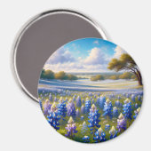 Texas Bluebonnet Weidelandschap Magneet (Voorkant / Achterkant)
