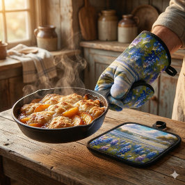 Texas Bluebonnet Weidelandschap Ovenwant & Pannenlap Set