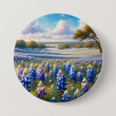Texas Bluebonnet Weidelandschap Ronde Button 7,6 Cm (Voorkant)