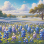 Texas Bluebonnet Weidelandschap Sticker (Voorkant)