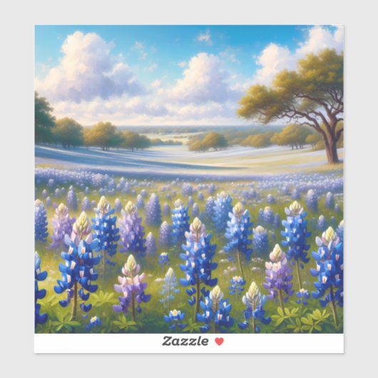Texas Bluebonnet Weidelandschap Sticker (Vel)