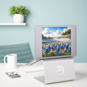 Texas Bluebonnet Weidelandschap Sticker (Laptop op bureau)