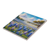 Texas Bluebonnet Weidelandschap Tegeltje (Zijkant)