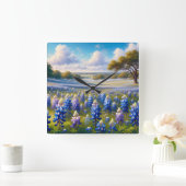 Texas Bluebonnet Weidelandschap Vierkante Klok (Huis)