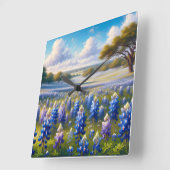 Texas Bluebonnet Weidelandschap Vierkante Klok (Hoek)