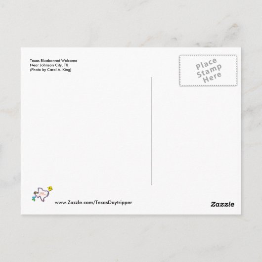 Texas Bluebonnet Welkom Briefkaart (Achterkant)