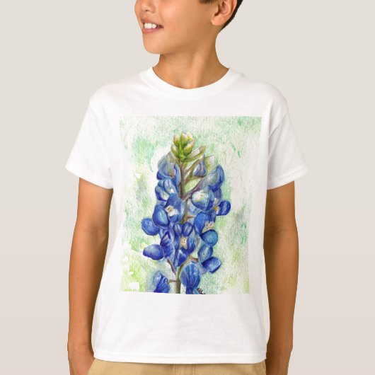 Texas Bluebonnet Wildflower Drawing T-shirt (Voorkant)