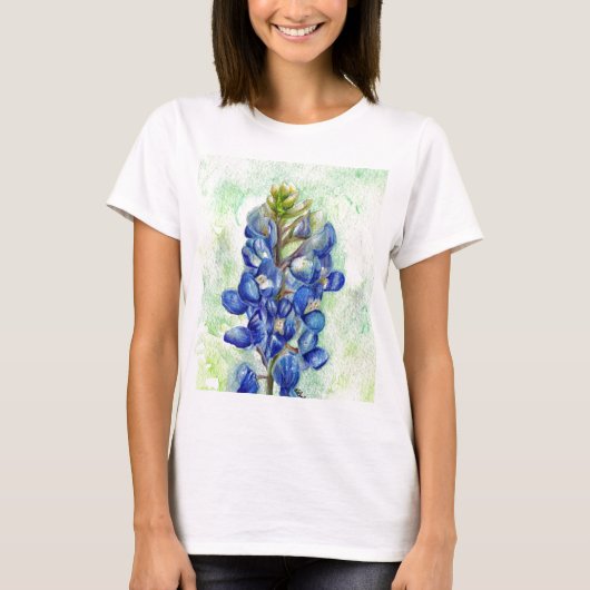 Texas Bluebonnet Wildflower Drawing T-shirt (Voorkant)