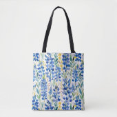 Texas Bluebonnet Wildflower Patroon Tote Bag (Voorkant)