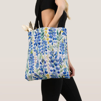 Texas Bluebonnet Wildflower Patroon Tote Bag