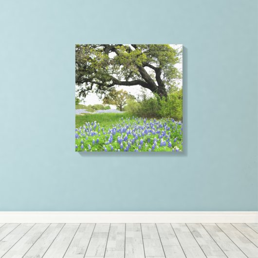 Texas Bluebonnets 16 x 16 Wrapped Canvas (Insitu (Houten vloer))