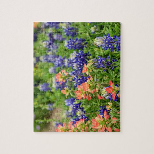 Texas Bluebonnets and Red Paintbrushes wildbloemen Legpuzzel (Verticaal)