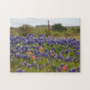 Texas Bluebonnets at Boerderij Country Fence Puzzl Legpuzzel