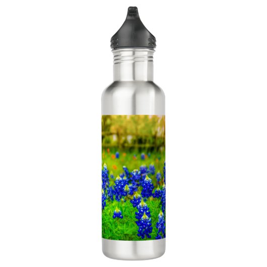 Texas Bluebonnets Blauw Sinaasappel Bloemen Elegan Waterfles (Rechts)