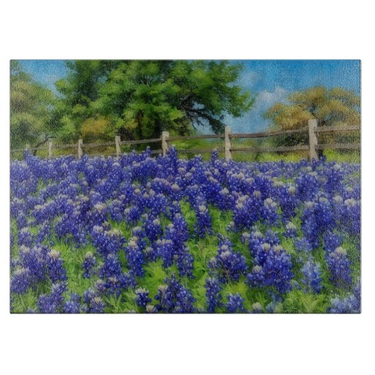 Texas Bluebonnets Blauwe Bloemen Kunst Glas Snijplank (Voorkant)