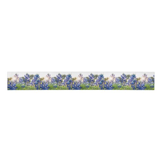 Texas Bluebonnets Blauwe Bloemen Texaanse Bloemen Grosgrain Lint (Voorkant)
