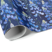 Texas Bluebonnets Blauwe Wilde Bloemen Patroon Cadeaupapier (Rol Hoek)
