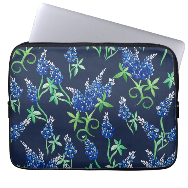 Texas Bluebonnets Bloem Blauw Laptop Sleeve (Voorkant)