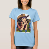 Texas Bluebonnets  Brunette Cowgirl Shirt (Voorkant)