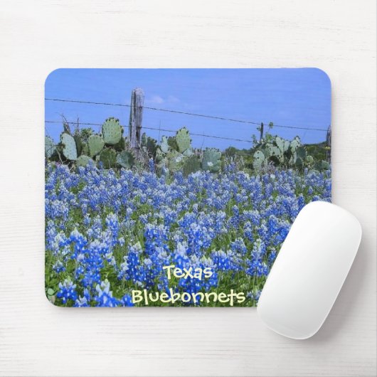 Texas Bluebonnets & Cactus op het Boerderij Mousep Muismat (Met muis)