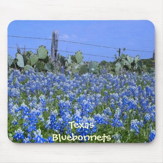 Texas Bluebonnets & Cactus op het Boerderij Mousep Muismat (Voorkant)
