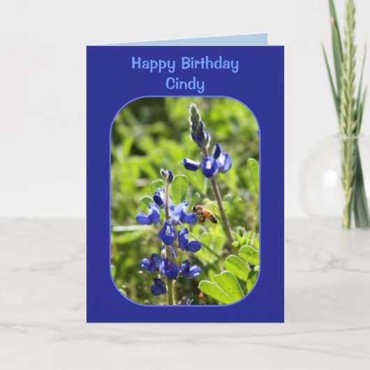 Texas Bluebonnets Cindy Happy Birthday Blank Kaart (Voorkant)