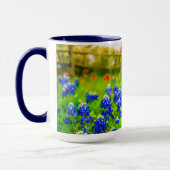 Texas Bluebonnets Country Fence Modern Landschap Mok (Links)