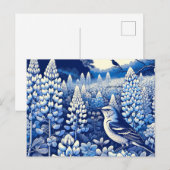 Texas Bluebonnets en Northern Mockingbird Texan Briefkaart (Voorkant / Achterkant)