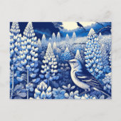 Texas Bluebonnets en Northern Mockingbird Texan Briefkaart (Voorkant)